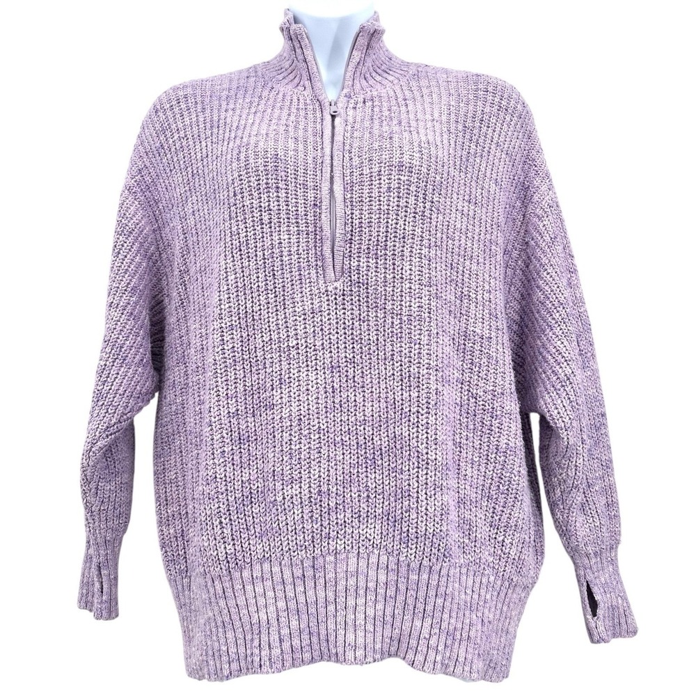 OFFLINE by AERIE Sweater 1/4 Zip Shaker Knit Lavender Purple Women's Large